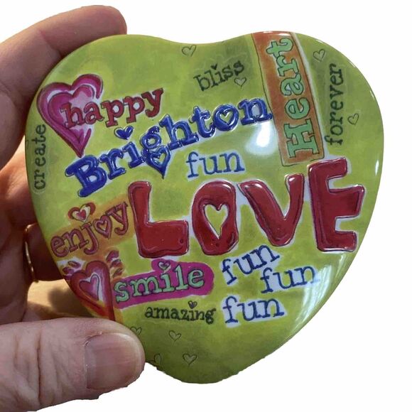 Brighton Heart Shaped Tin Jewelry Keepsake Gift Box Collectible Metal Container - Picture 5 of 7